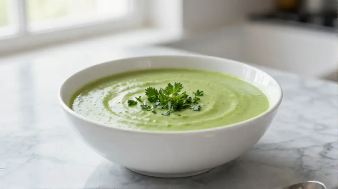 Leckere Erbsensuppe zubereitet im Airfryer.