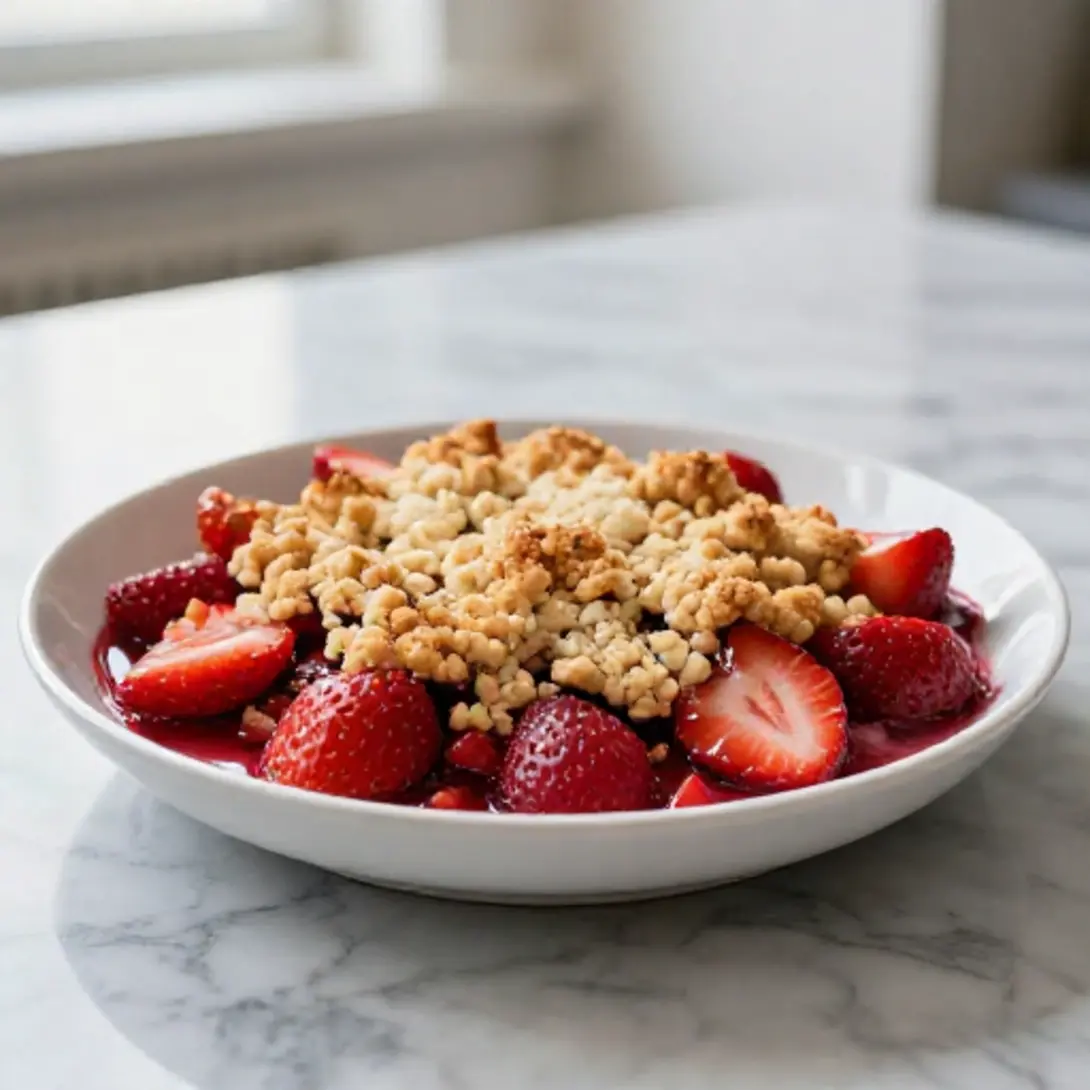 Erdbeer-Crumble aus dem Airfryer, perfekt für jeden Anlass.