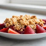 Erdbeer-Crumble aus dem Airfryer frisch zubereitet.