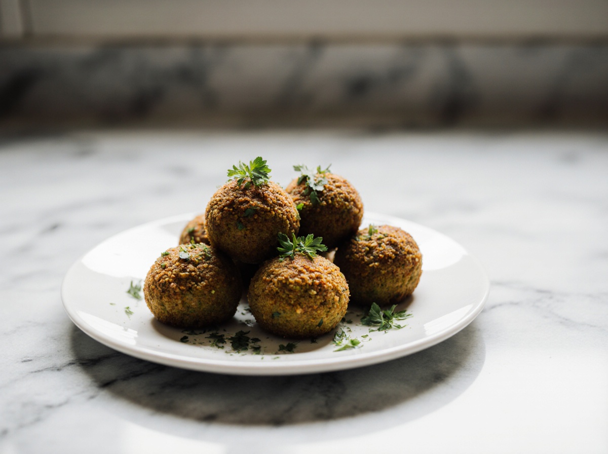 Leckere Falafel in der Heißluftfritteuse zubereitet.
