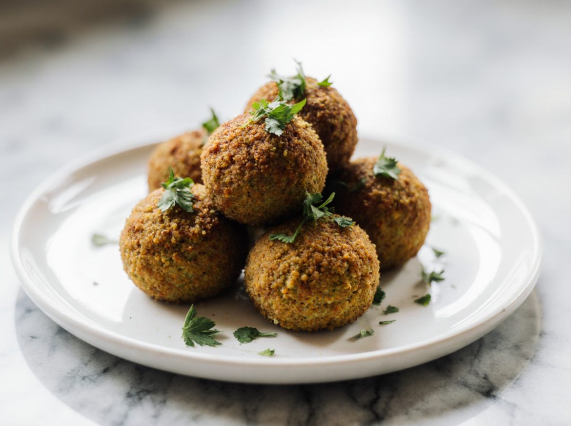 Leckere Falafel in der Heißluftfritteuse zubereitet.