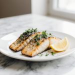 Leckeres Fischfilet aus der Heißluftfritteuse zubereitet.