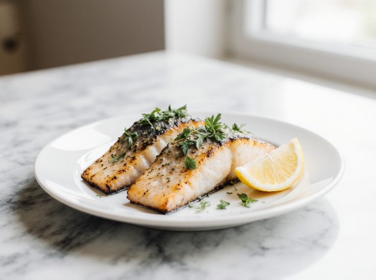 Leckeres Fischfilet aus der Heißluftfritteuse zubereitet.