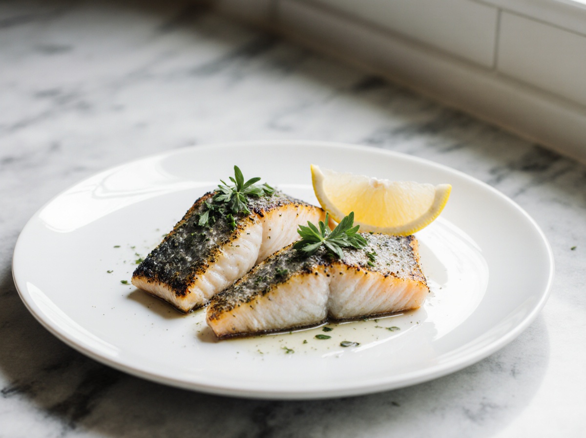 Leckeres Fischfilet aus der Heißluftfritteuse zubereitet.