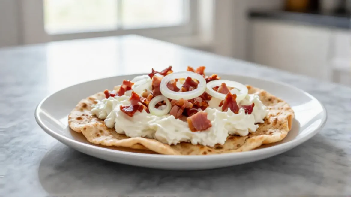 Flammkuchen mit Schmand und Speck im Airfryer – ein köstlicher Genuss