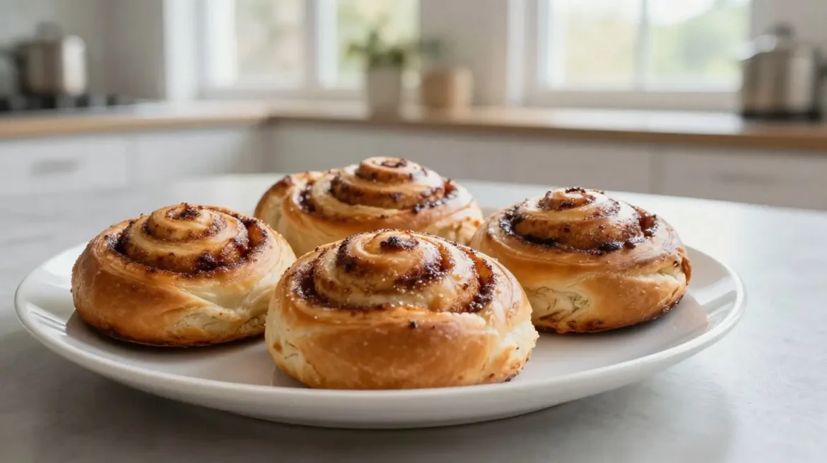Leckeres Franzbrötchen aus der Heißluftfritteuse, perfekt für einen süßen Snack.