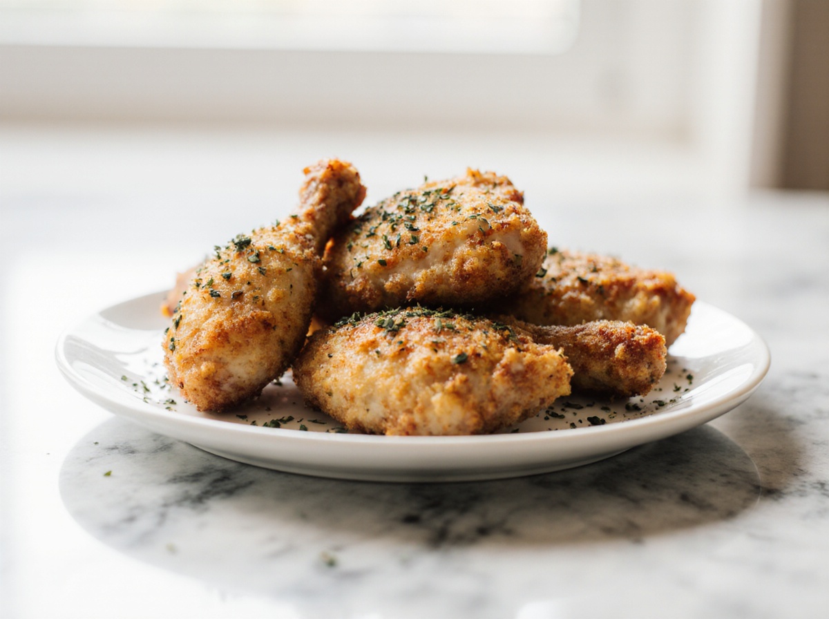 Einfache und knusprige Fried Chicken in der Heißluftfritteuse zubereiten.