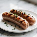 Leckere frische Bratwurst im Airfryer zubereitet.