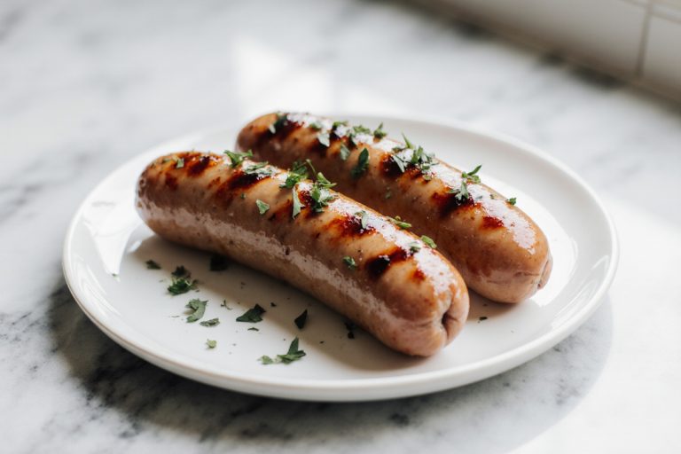 Leckere frische Bratwurst im Airfryer zubereitet.
