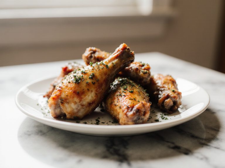 Frische Chicken Wings, lecker zubereitet in der Heißluftfritteuse.