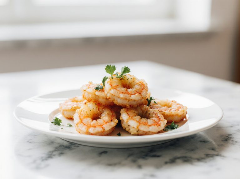 Frische Tempura-Garnelen aus der Heißluftfritteuse, knusprig und lecker.