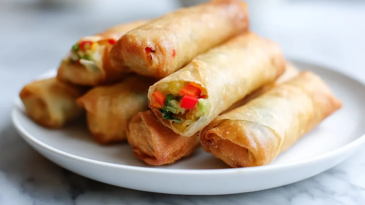 Leckere frühlingsrollen im Airfryer zubereitet.