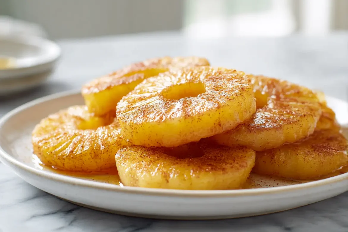 Gebackene Ananas mit Zimt im Airfryer, köstliches Dessert für jeden Anlass.