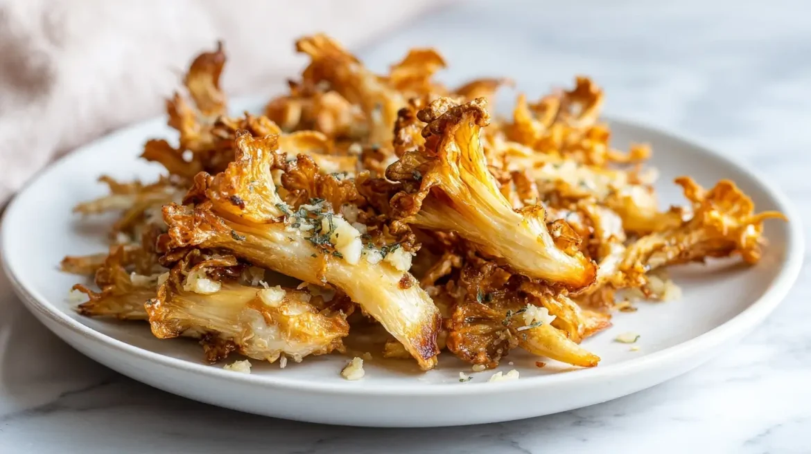 Gebackene Austernpilze mit Knoblauch im Airfryer - ein leckeres Rezept.