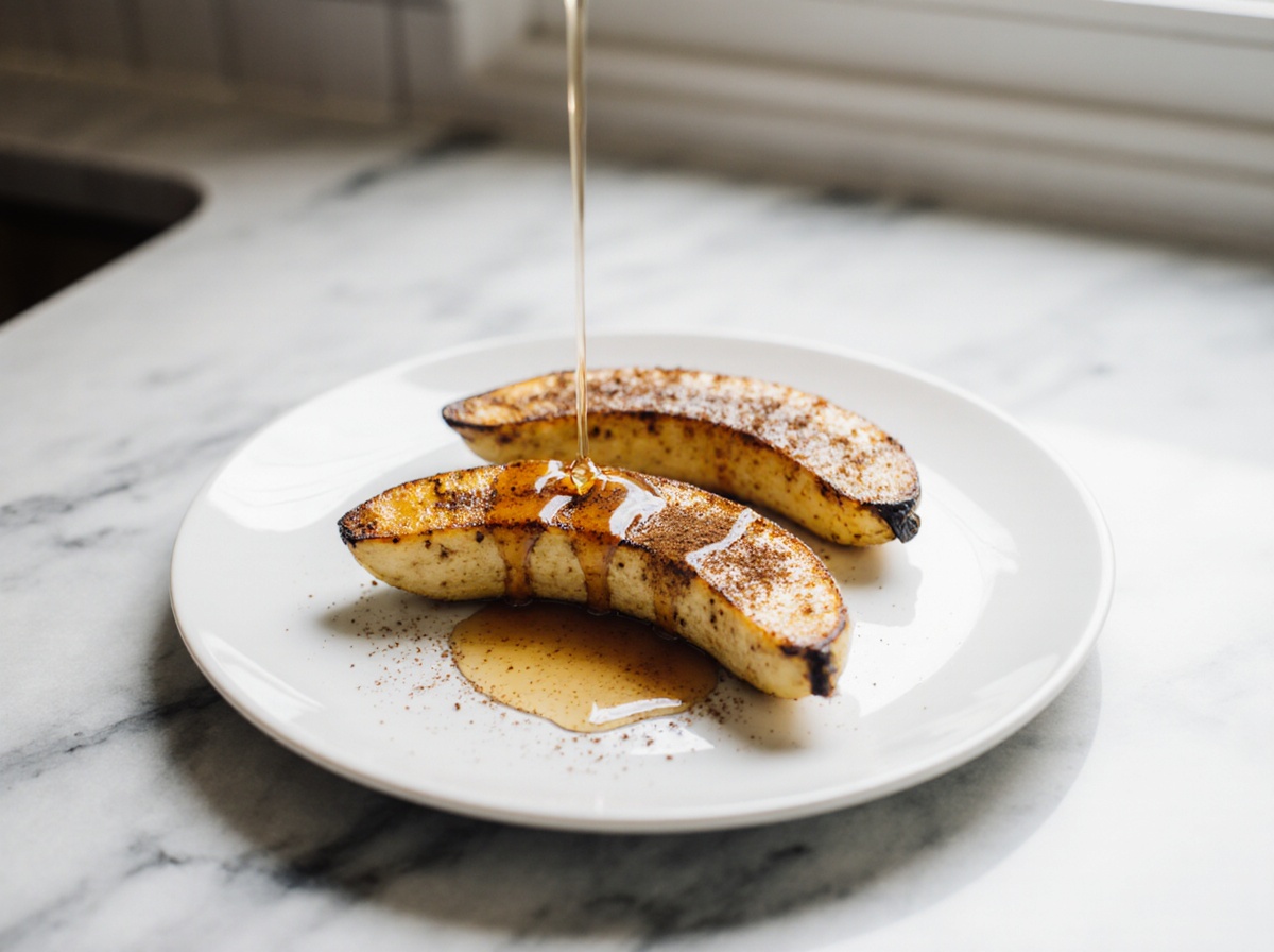 Gebackene Banane in der Heißluftfritteuse für einen leckeren Snack.