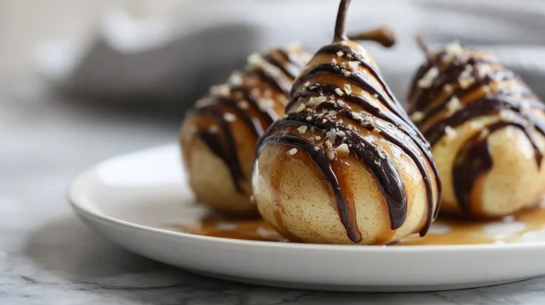 Gebackene Birnen mit Schokolade im Airfryer sind ein köstliches und einfaches Dessert.