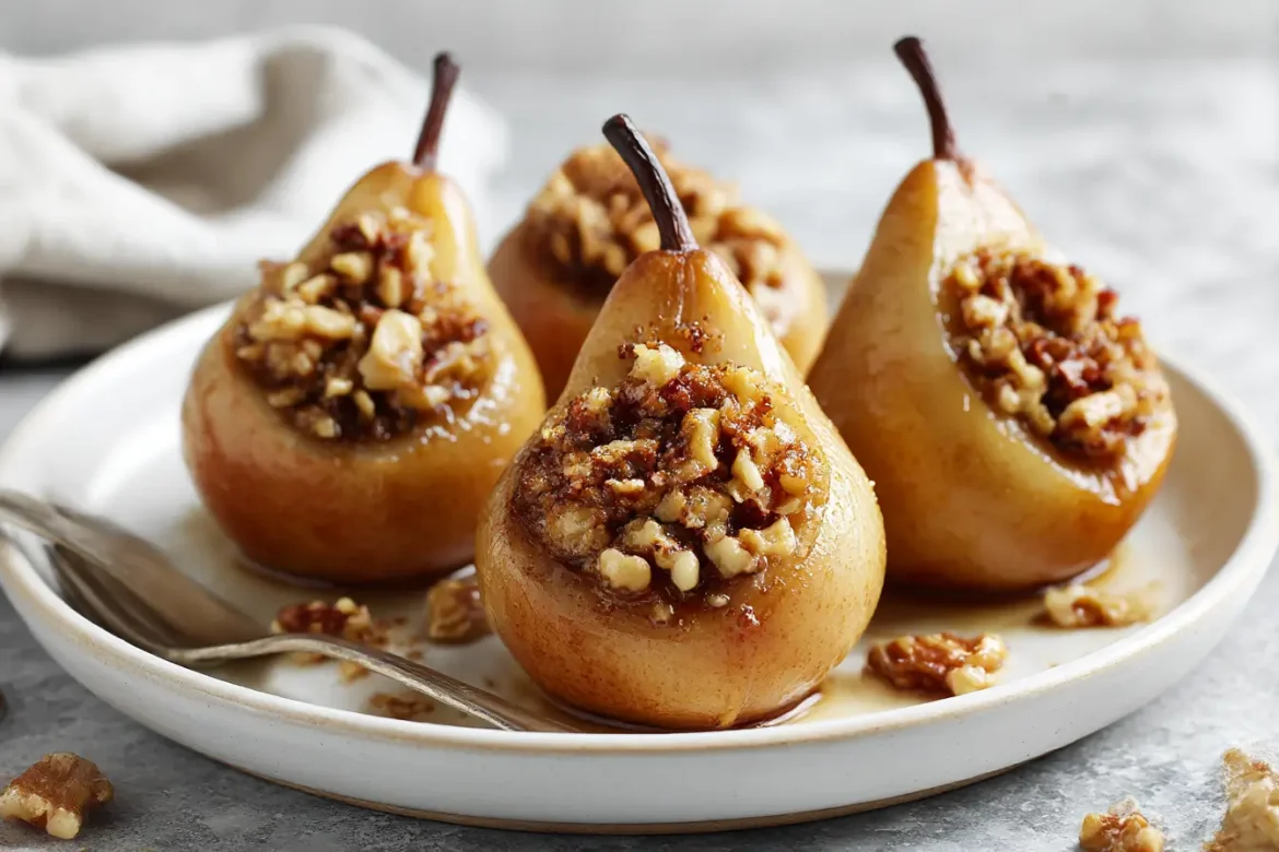 Gebackene Birnen mit Walnüssen im Airfryer - ein köstliches Rezept.