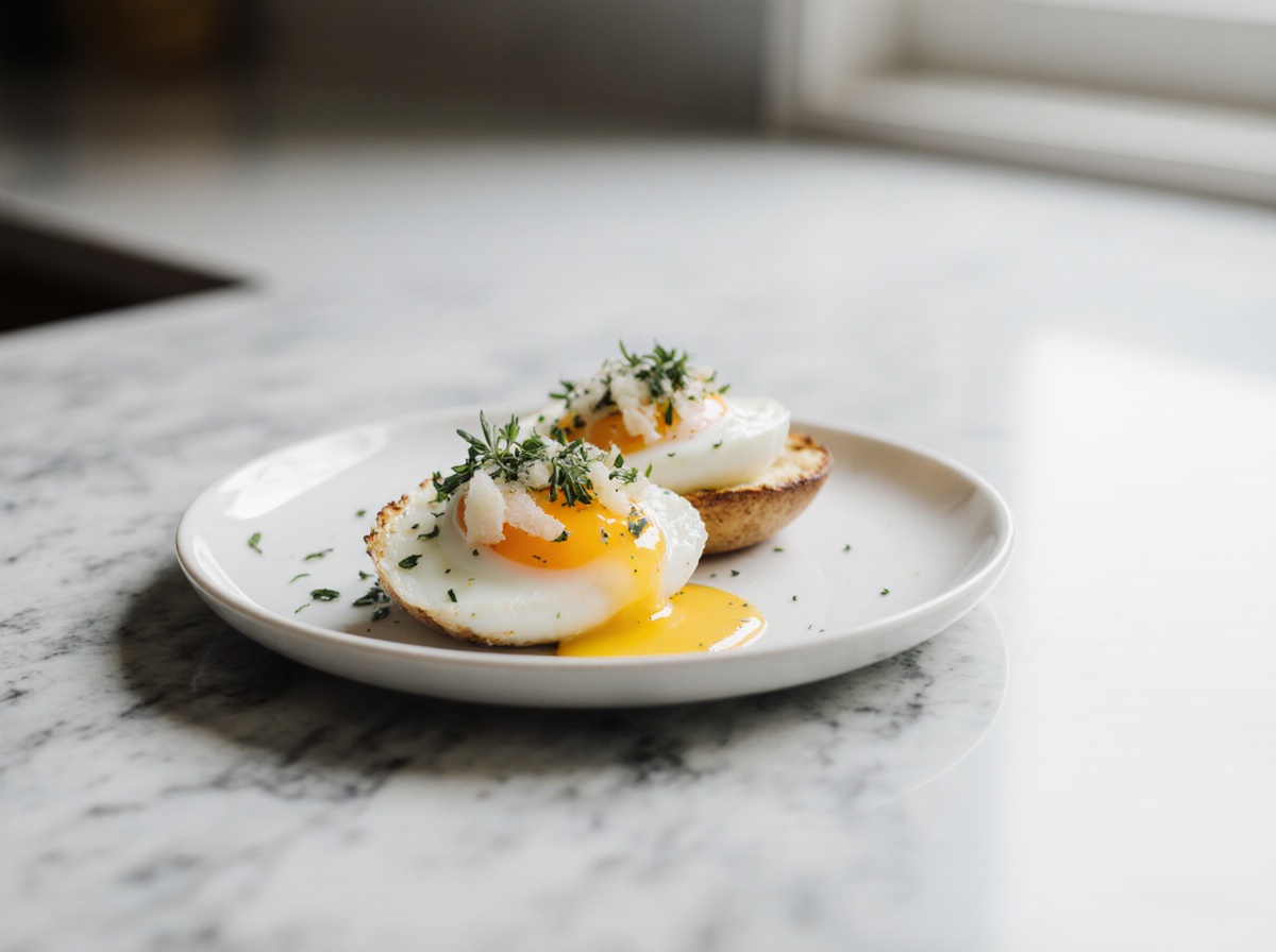 Gebackene Eier aus der Heißluftfritteuse - ein köstliches und einfaches Gericht.