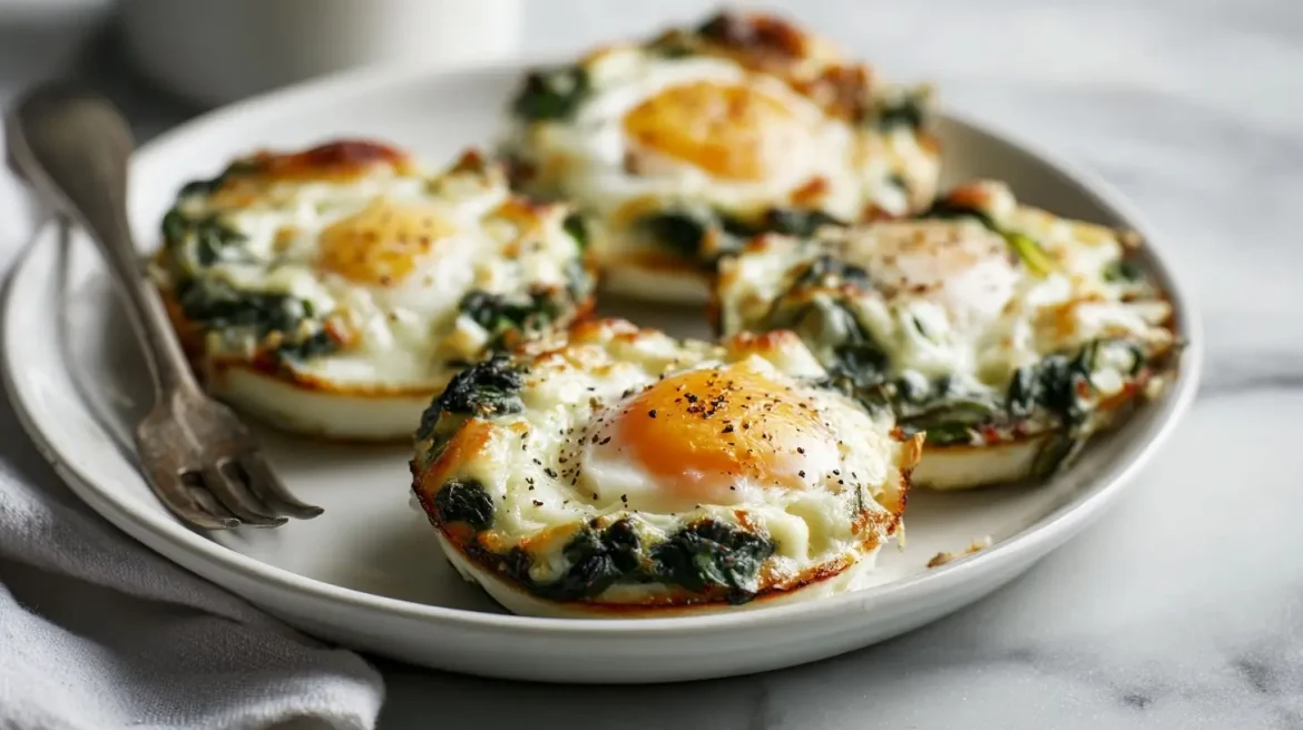 Gebackene Eier mit Spinat im Airfryer Gebackene Eier mit Spinat im Airfryer - ein leckeres und gesundes Rezept.