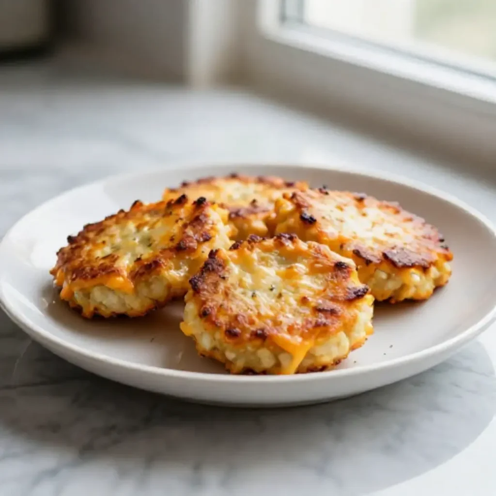 Gebackene Käse-Kartoffeln im Airfryer, frisch und heiß serviert.
