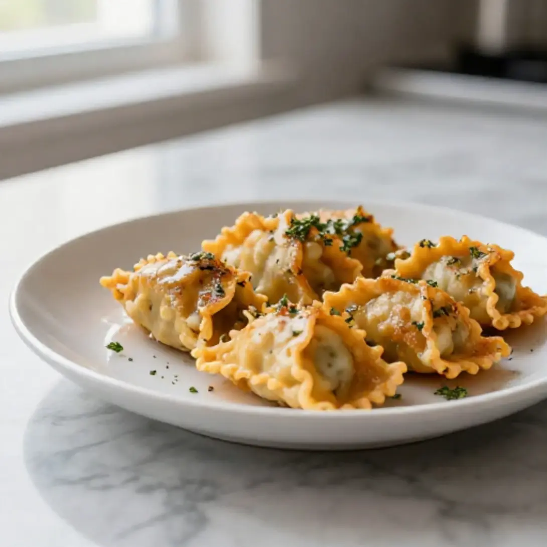 Gebackene Maultaschen aus der Heißluftfritteuse sind einfach zuzubereiten.