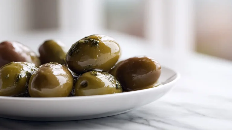 Gebackene Oliven mit Knoblauch im Airfryer für den perfekten Snack.