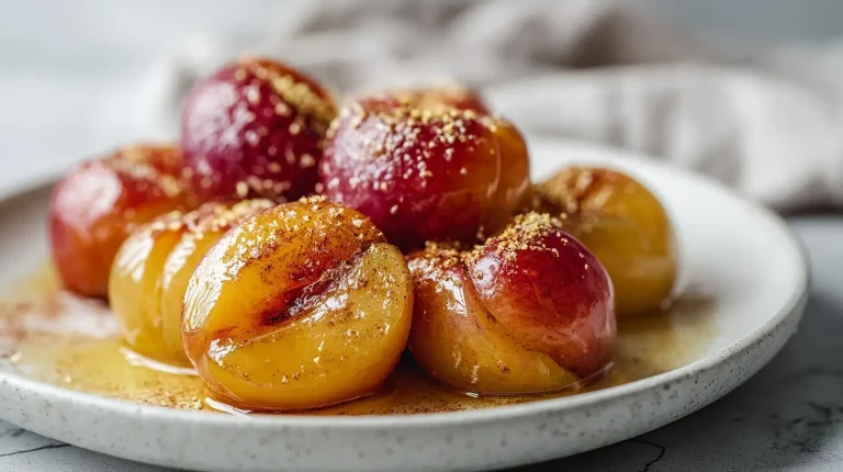 Gebackene Pflaumen im Airfryer für ein schnelles Dessert.