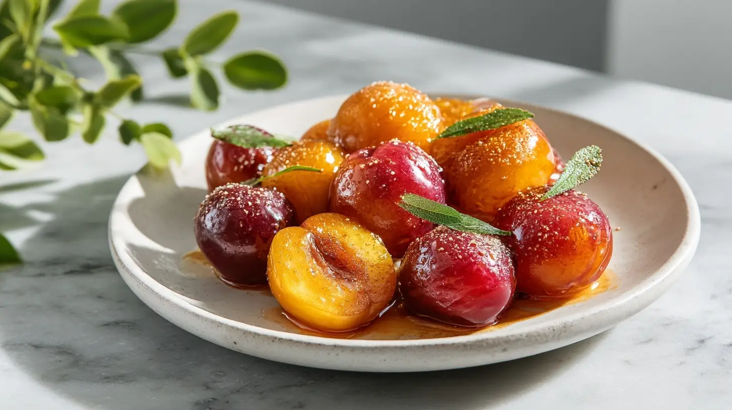Gebackene Pflaumen im Airfryer sind ein köstliches Dessert.