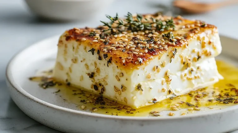 Gebackener Feta mit Honig und Sesam, zubereitet im Airfryer.