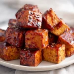 Gebackener Räuchertofu mit BBQ-Marinade, lecker und einfach zubereitet.