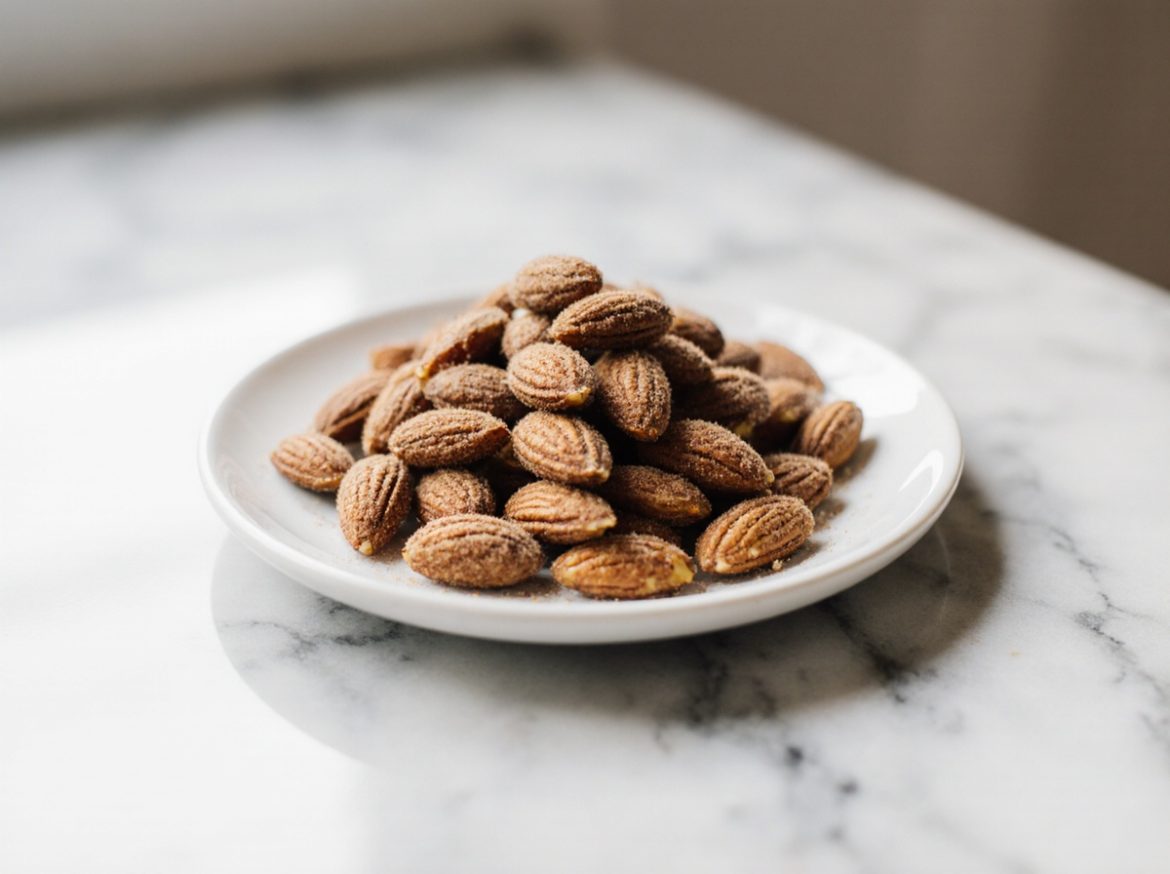 Gebrannte Mandeln aus der Heißluftfritteuse Leckere gebrannte Mandeln aus der Heißluftfritteuse, perfekt für Snacks.
