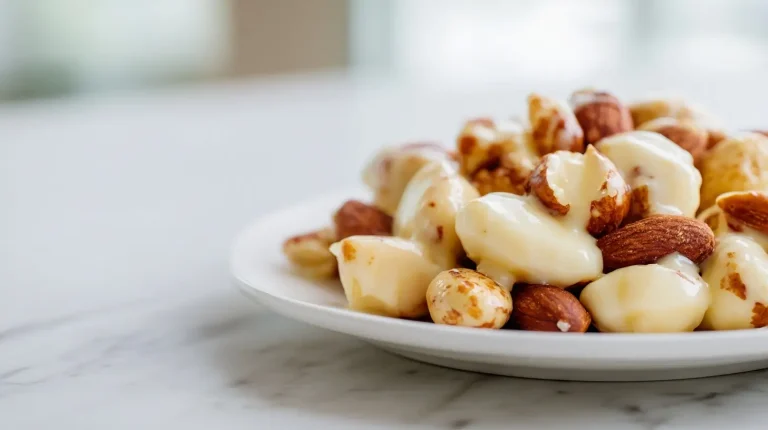 Gebrannte weiße Schokolade mit Nüssen, gebacken im Airfryer.