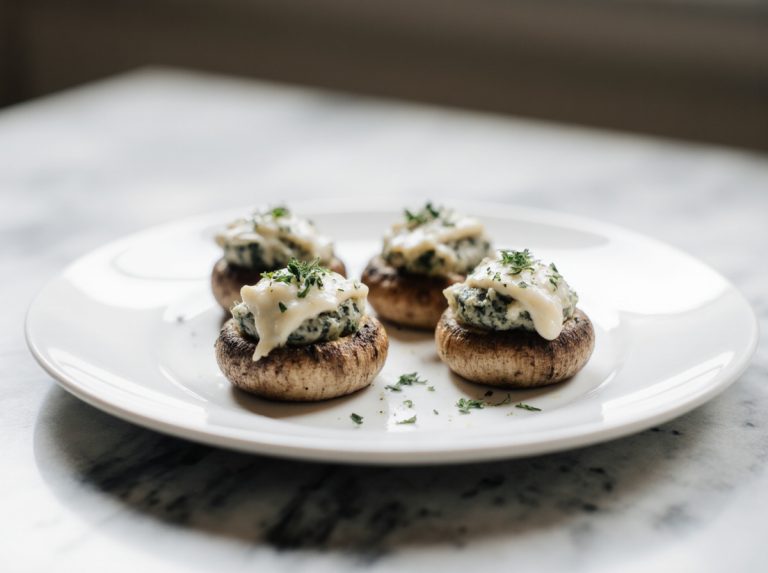 Gefüllte Champignons aus der Heißluftfritteuse sind ein köstlicher Snack.