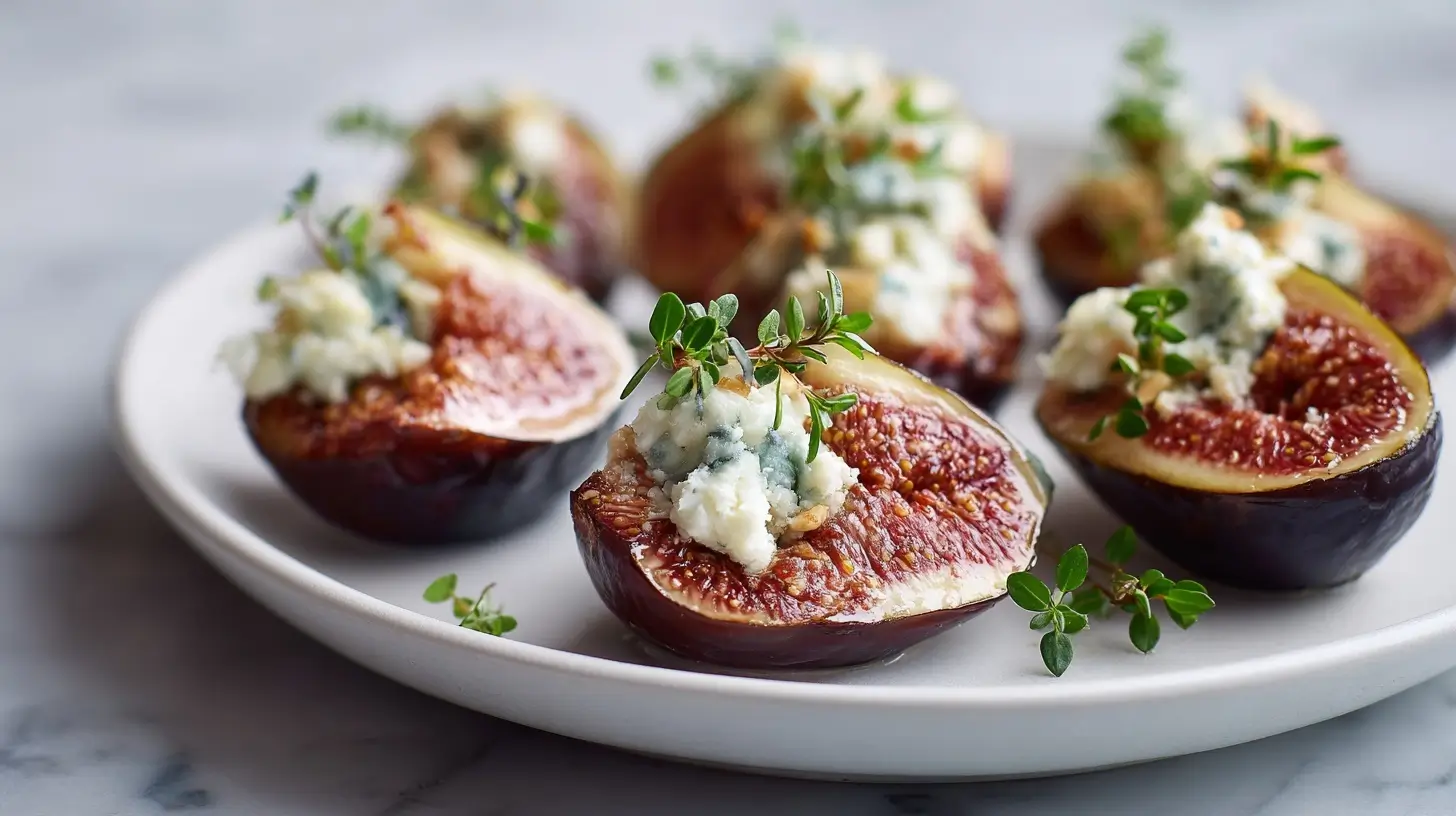 Gefüllte Feigen mit Blauschimmelkäse, zubereitet in der Heißluftfritteuse.