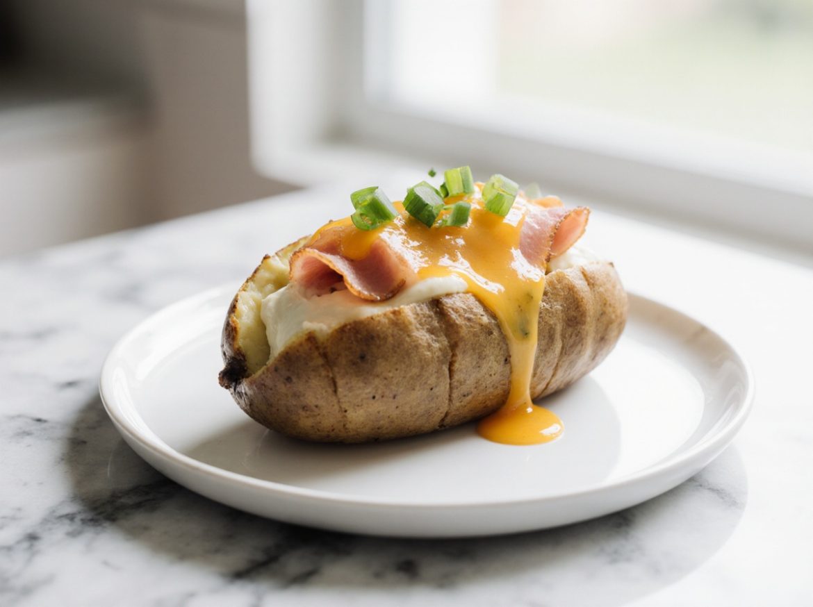 Leckere gefüllte Kartoffeln im Airfryer zubereitet.