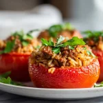 Leckere gefüllte Tomaten im Airfryer zubereitet.