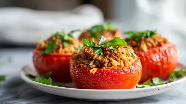 Leckere gefüllte Tomaten im Airfryer zubereitet.