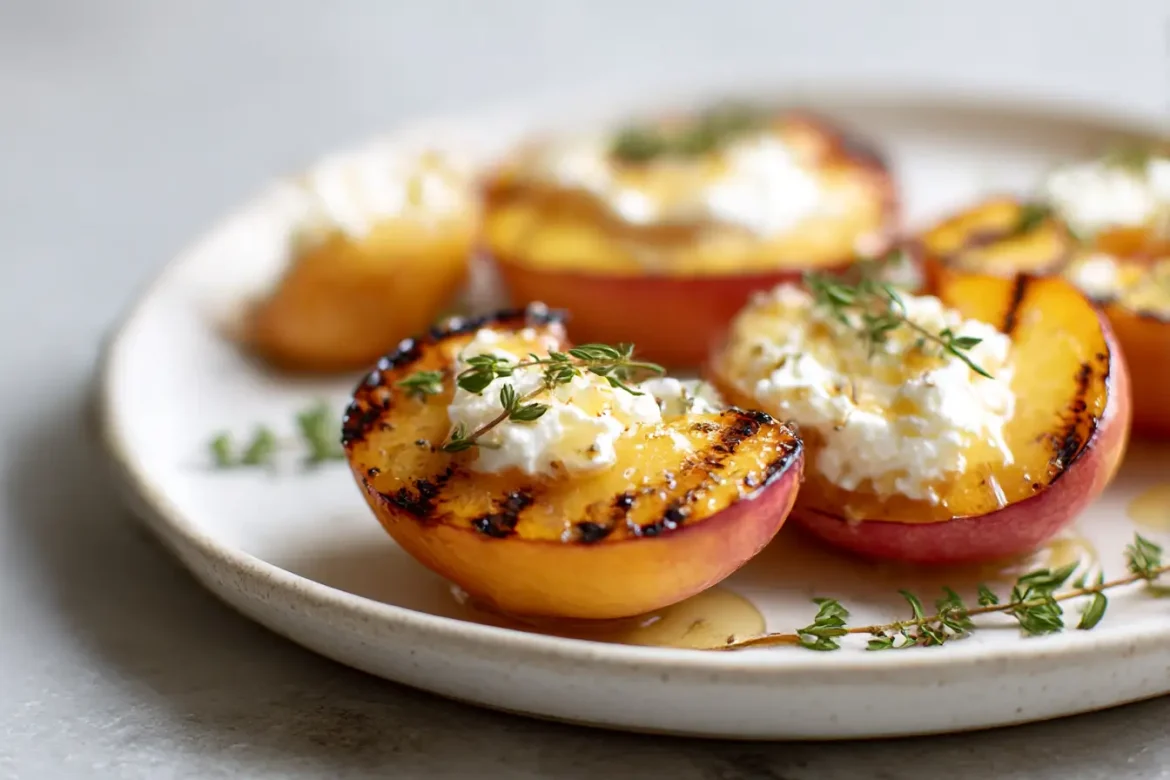 Gegrillte Pfirsichhälften mit Ziegenkäse, ein Sommergenuss!