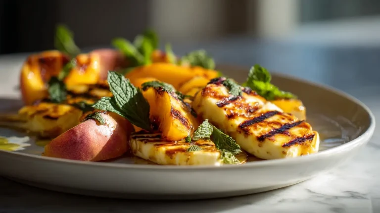 Gegrillter Halloumi mit Pfirsich im Airfryer - ein köstliches Rezept.