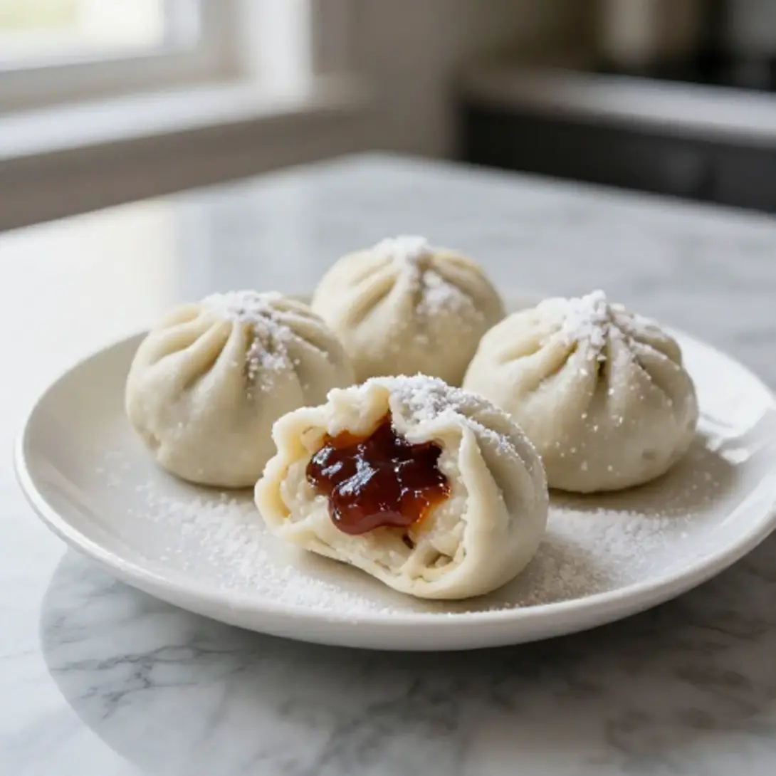Germknödel frisch zubereitet in der Heißluftfritteuse.