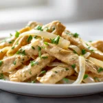 Geschnetzeltes in der Heißluftfritteuse zubereitet.