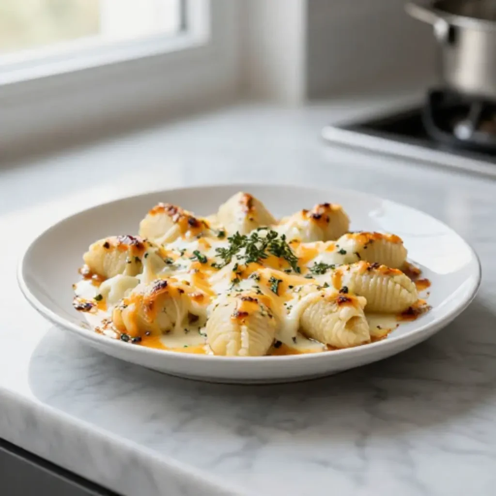 Gnocchi-Auflauf in der Heißluftfritteuse frisch aus dem Ofen.