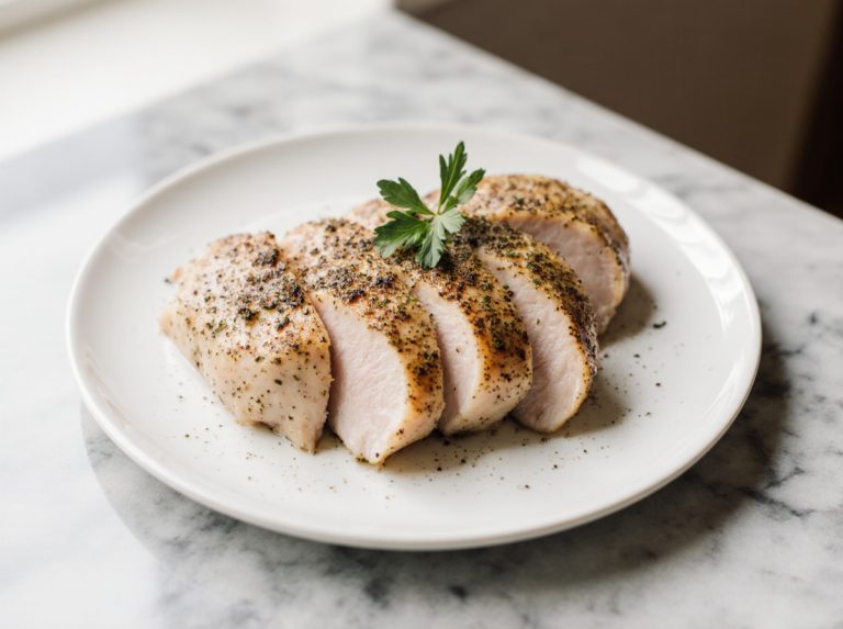 Leckeres Hähnchengeschnetzeltes in der Heißluftfritteuse zubereitet.