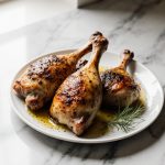 Hähnchenschenkel aus der Heißluftfritteuse, perfekt knusprig und saftig.