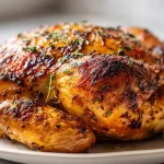 Leckeres halbes Hähnchen im Airfryer, perfekt knusprig und saftig zubereitet.