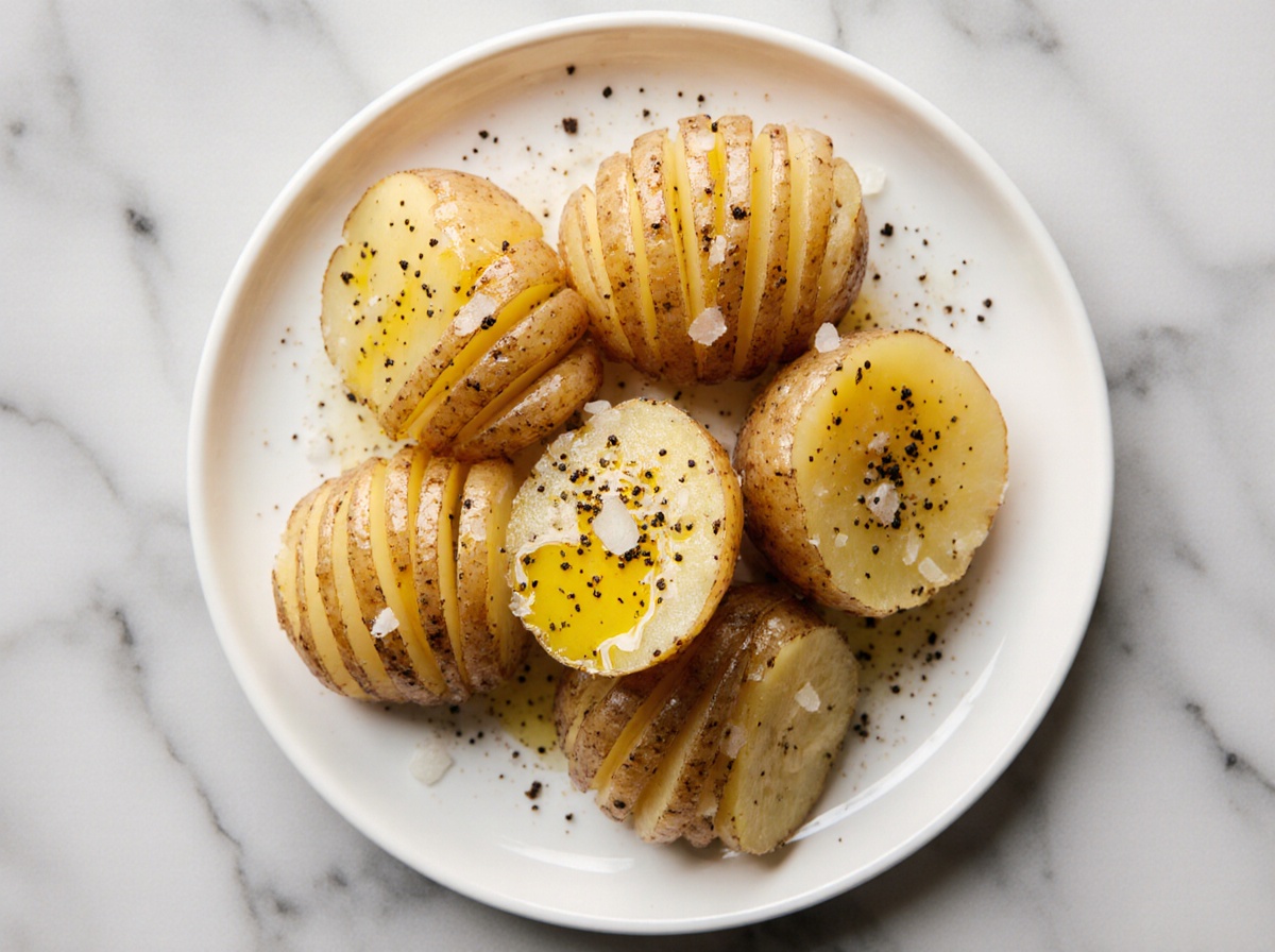 Leckere Hasselback Kartoffeln in der Heißluftfritteuse, perfekt für jeden Anlass.