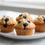 Heidelbeer-Muffins aus der Heißluftfritteuse, lecker und saftig.