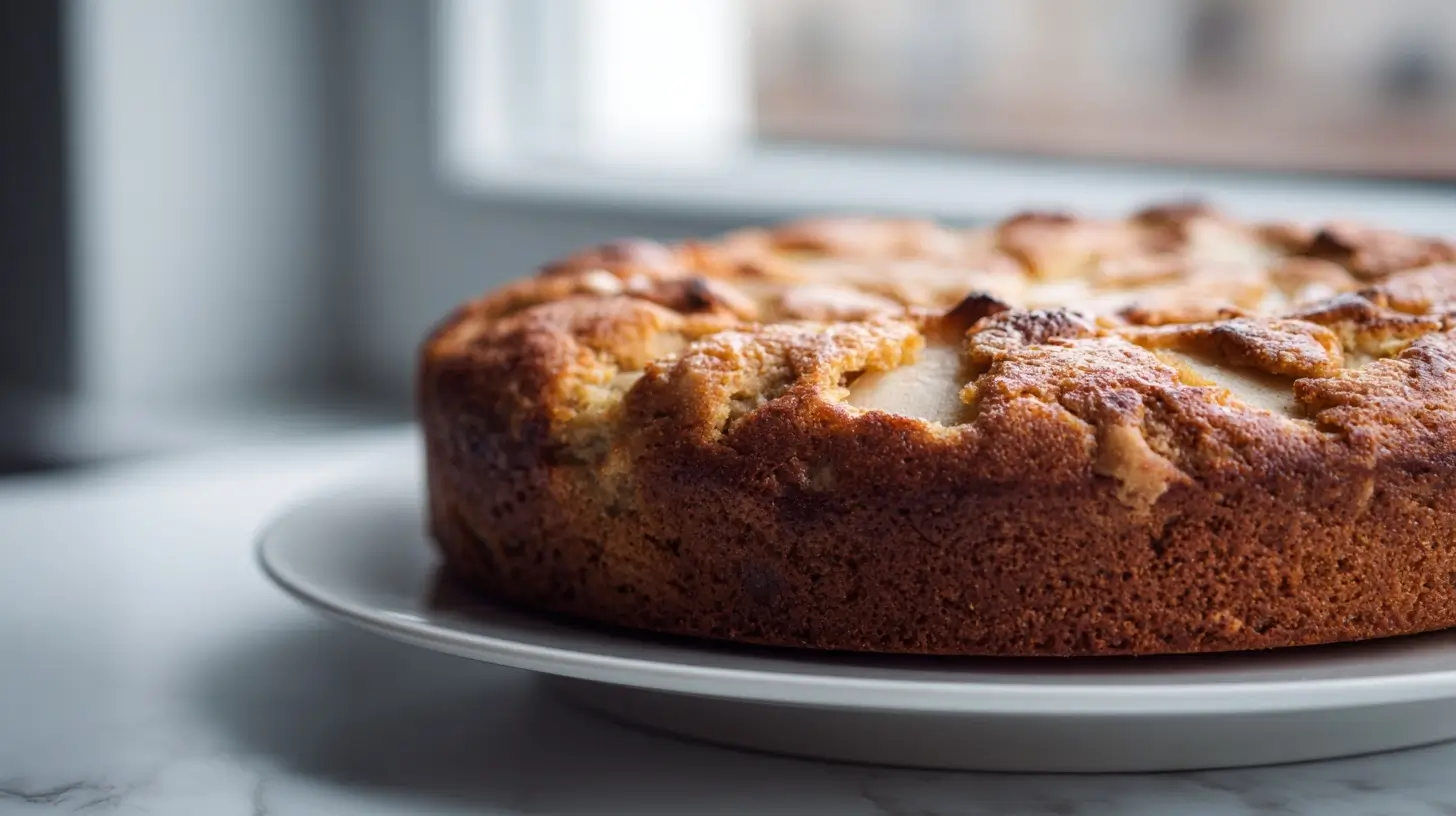 Leckere Heißluftfritteuse Birnen-Mandel-Kuchen frisch zubereitet.