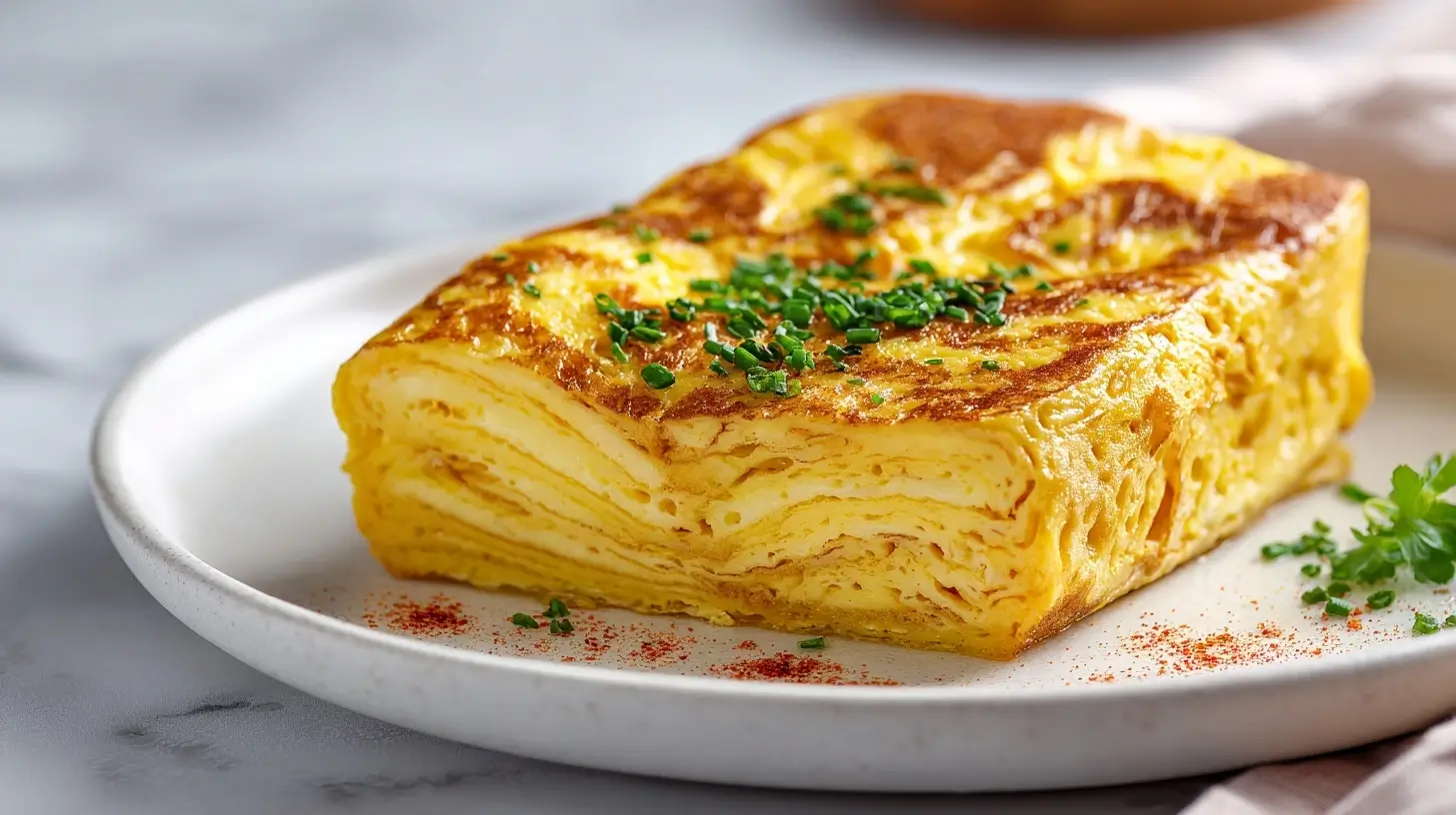 Das japanische Tamagoyaki Omelett im Airfryer zubereitet.
