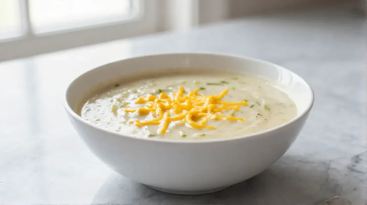 Käse-Lauch-Suppe, einfach und lecker im Airfryer zubereitet.
